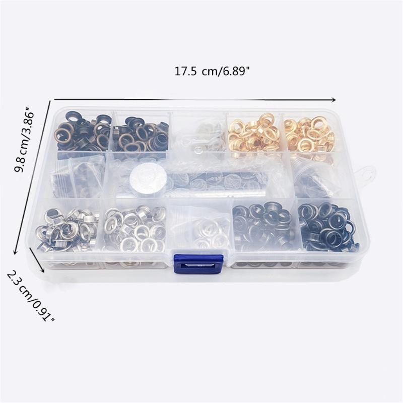 400Pcs 6mm Grommet Kits 4 Colors Grommet Eyelet Set with Install Tool Eyelet Punch Kits for Leather Belt Clothes