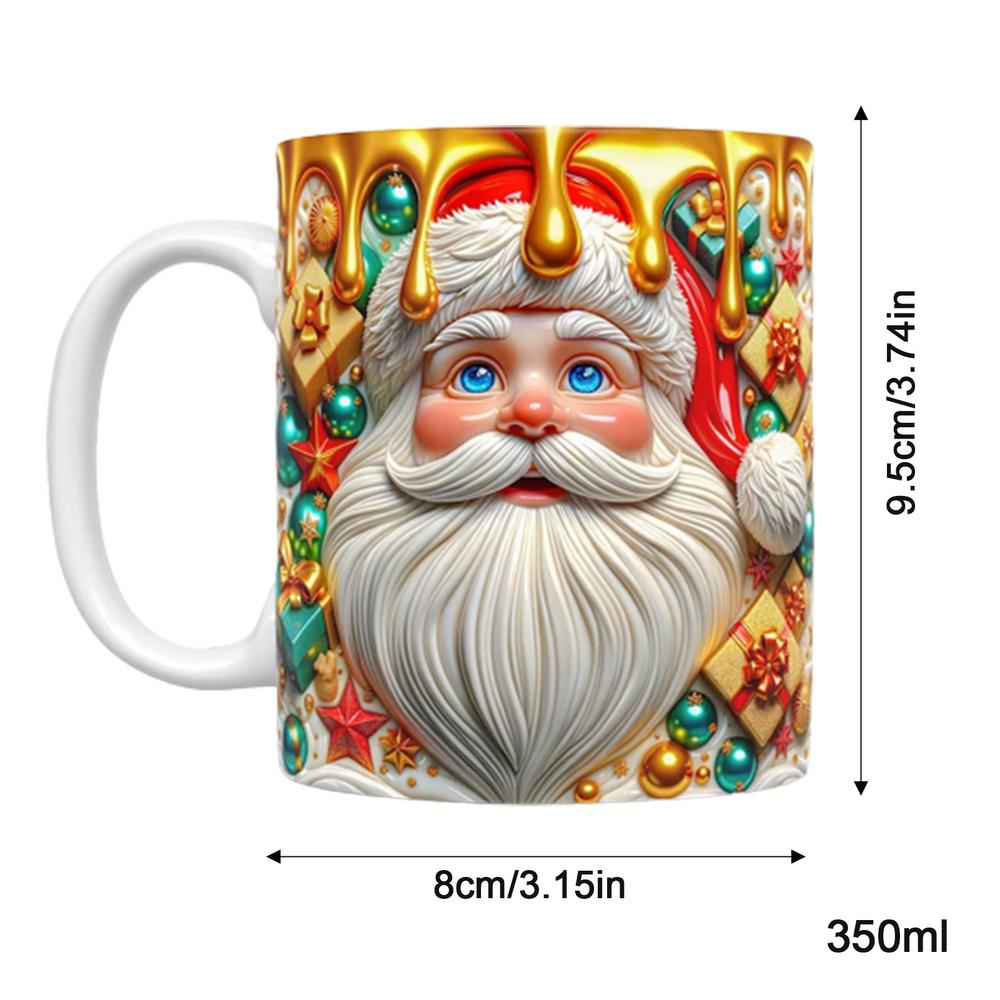 3D Christmas Ceramic Mugs Cute Mugs With Flat Painted Santa Claus Novelty Coffee Mug In Ceramic 11oz Coffee Milk Tea Lovers Gift