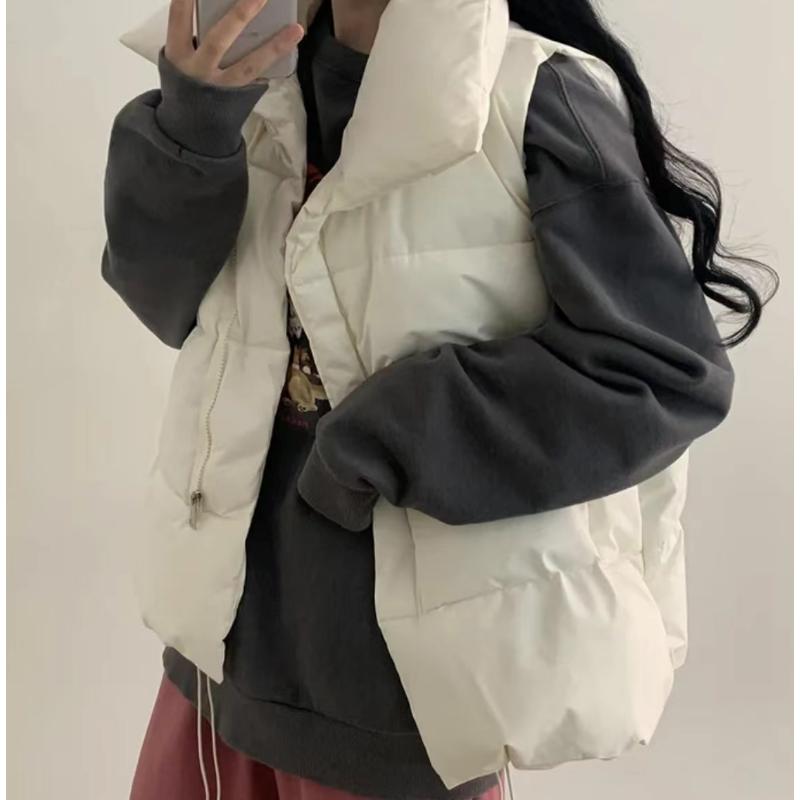 Modă Coreeană Iarnă Veston Cald Căptușit cu Bumbac Femei Guler Înalt Culoare Solidă Versatil Jachetă Casual Drăguță Largă Haine Design Nou