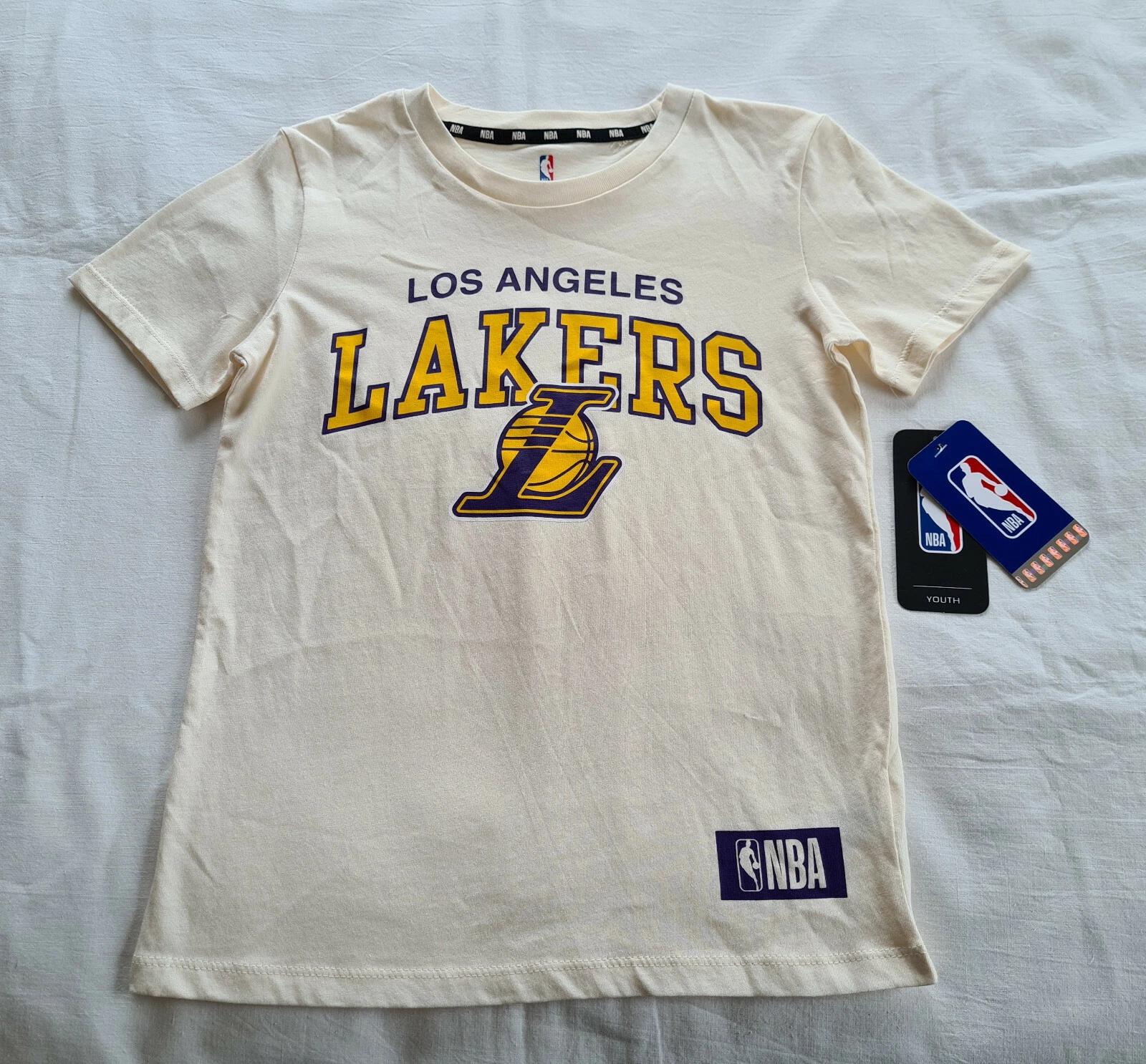 

Los Angeles LA Lakers NBA Basketball Boys Cream Printed T Shirt Size 8 New 4XL
