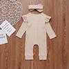 0-24M Baby Girls Boys Cotton Romper Autumn Spring Warm Solid Color Romper 2Pcs Newborn Baby Girl Boy Pit Cotton Jumpsuit Outfits