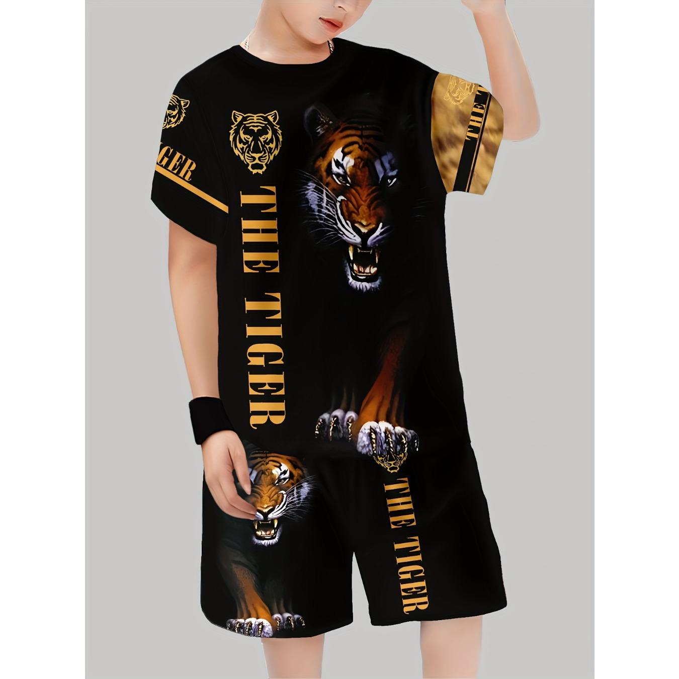 

Boys Fashion 3D Printed Casual Pullover Short Sleeve Shorts Sweatshirt T-Shirt shorts Perfect Outdoor 13-14Y