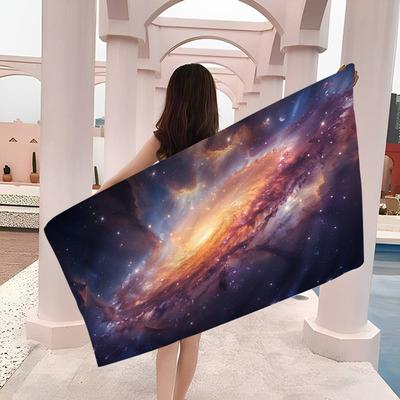 Galaxy Vesmírný Mikrovláknový Plážový Ručník Absorpční Rychleschnoucí Měkký Jógový Plavecký Ručník pro Letovisko a Hory