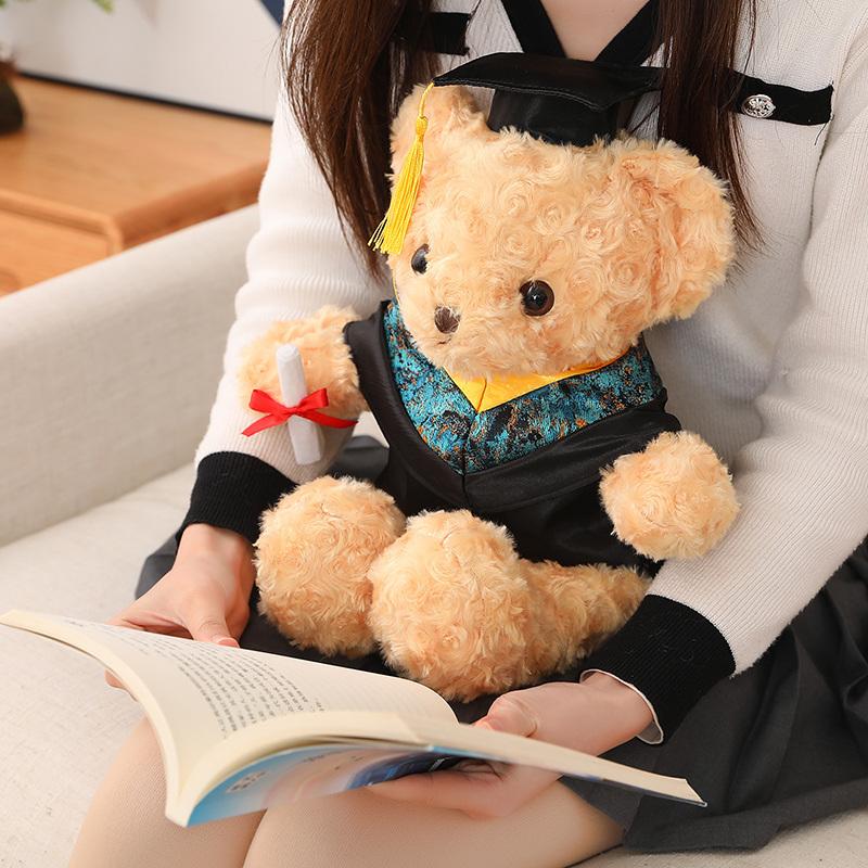 40Cm Brown Teddy Bear Plush Graduation Animal Toy Stuffed Doctor Bachelor University College Souvenir Classmate Gift