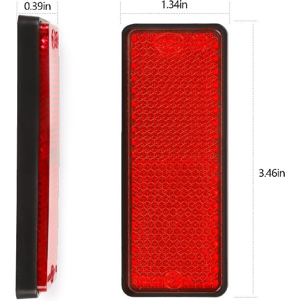 10 Pack Red Self Adhesive Rectangle Reflectors, E11 Approval Road Safety Stick-On Rear Reflectors For Trailer Caravan Truck Lorry Or Agricultural