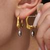 Qiong Yao Two-Tone Geometric Liquid Gold Earrings - High-End Colorfast Stainless Steel Jewelry