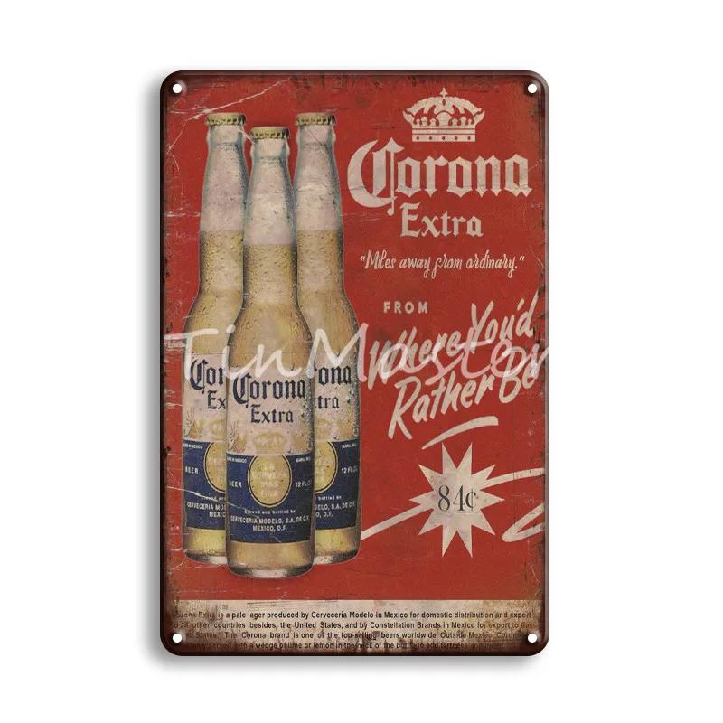 CORONA EXTRA Metal Tin Sign Vintage Beer Poster Decorative Plaques Retro Pub Bar Decor Plate Skull Metal Sign Wall Stickers