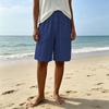 Women's Casual Loose Fit Color Mid-Length Shorts with Elastic Waistband and Button Pockets