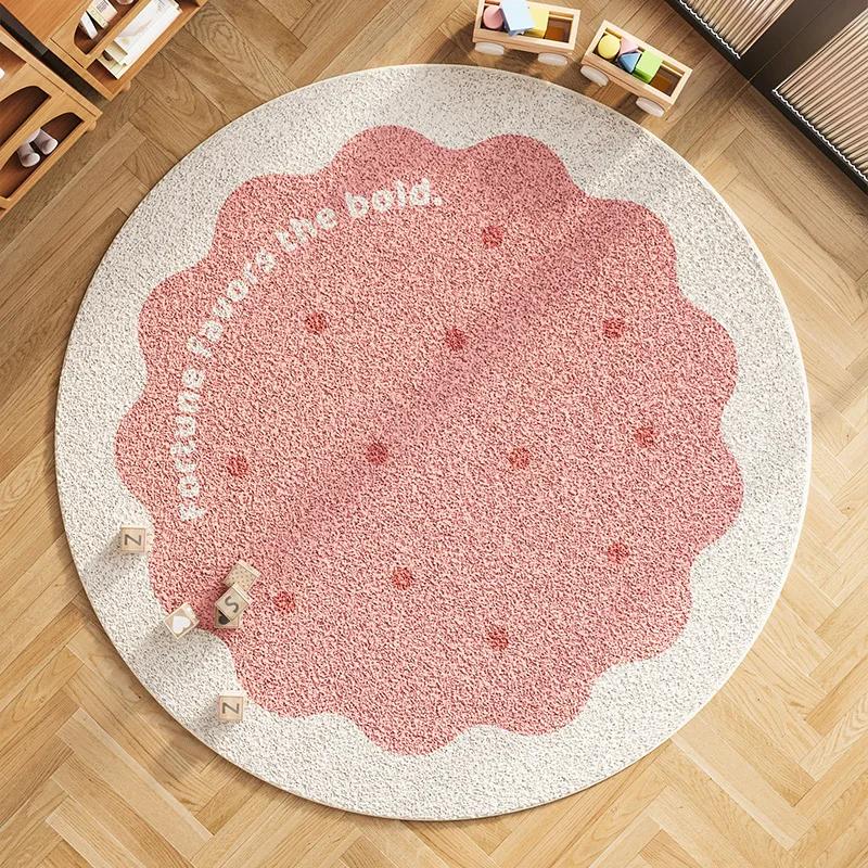 Girly Style Living Room Decoration Plush Carpet Cartoon Children's Room Round Rug Fluffy Soft Rugs for Bedroom Home Thick Mat