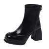 Aphixta Classic Platform Woman Ankle Boots Square Toe Back Zipper 7cm High Heels Sewing Modern Boot Autumn Winer Ladies Shoes