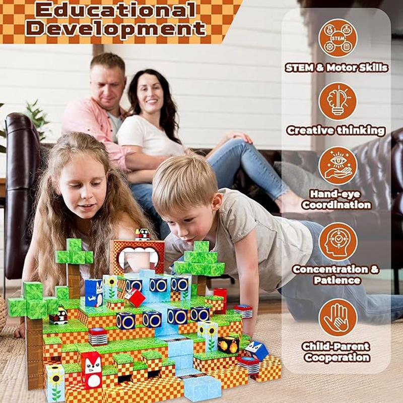 Non-Toxic 100Pcs Educational Diy Block Set Innovative 3D Puzzle Products Montessori Magnetic Magic Cube Building Blocks Toys For Kids