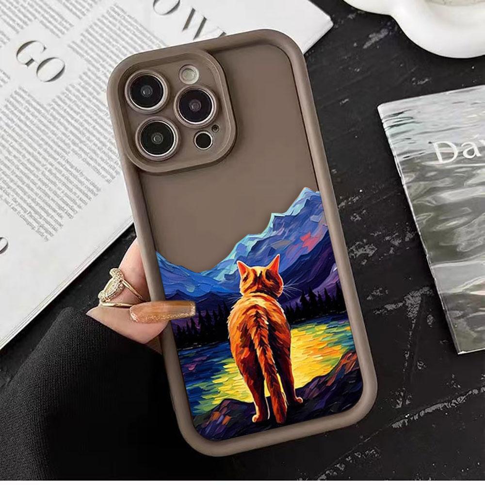 Vintage Oil Painting Cat Phone Case For iPhone Apple 17 AIR 16 16E 11 12 13 14 15 XR Plus Pro Max DIY Case TPU Shockproof Cover