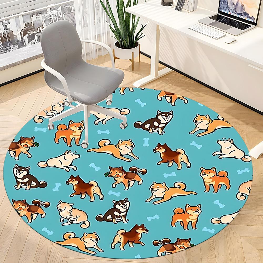 1PC Dogs Bones Cute Office Round Area Rug, Mat Suitable For Office, Under Office Chairs Bedroom Living Room Home Decor, Room Deco