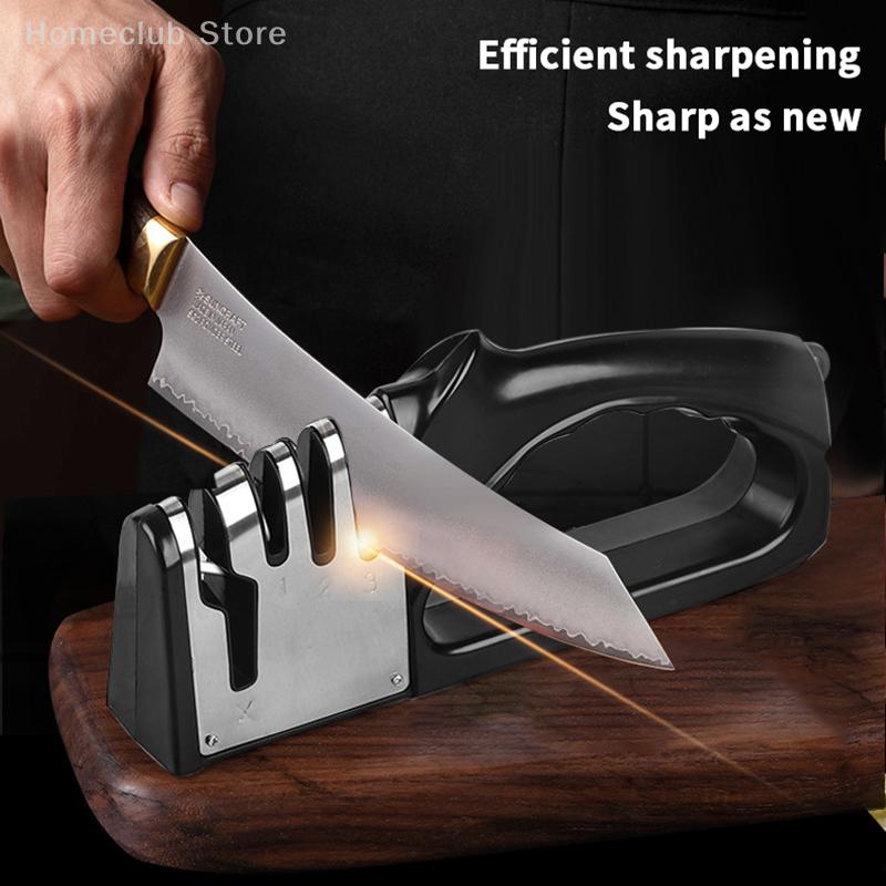 1Pc Knife Sharpener With Curved Handle 4 In 1 Professional Knife Accessories For Chefs Kitchen Blade & Scissors Sharpening Tool