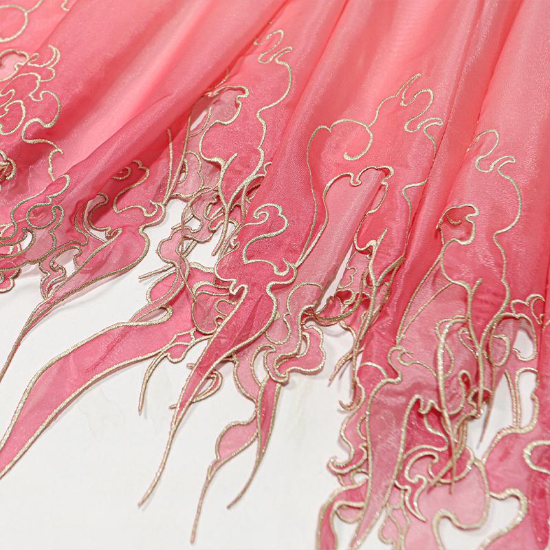 1M Chinese Style Heavy Industry Embroidery Fabric Gradient tail DIY Edges Designer Fabric For Sewing Hanfu Dress Costume