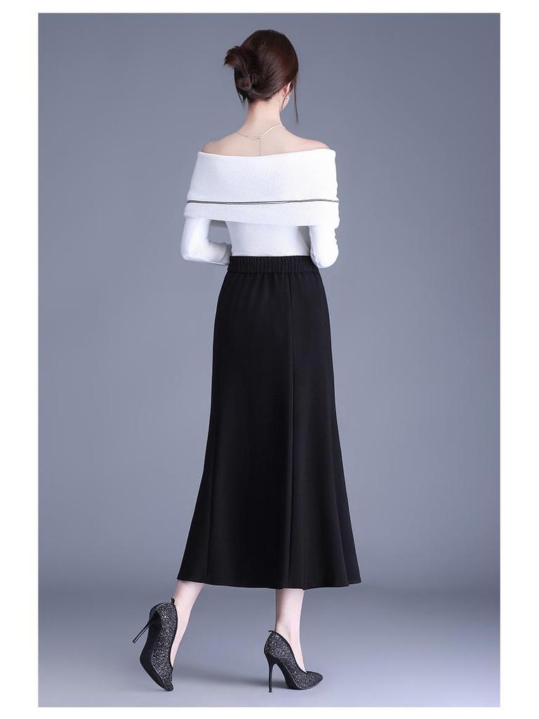 Drapey Fishtail High-Waisted Black Skirt - Slimming, Hip-Hugging, Elegant (2026 Spring)