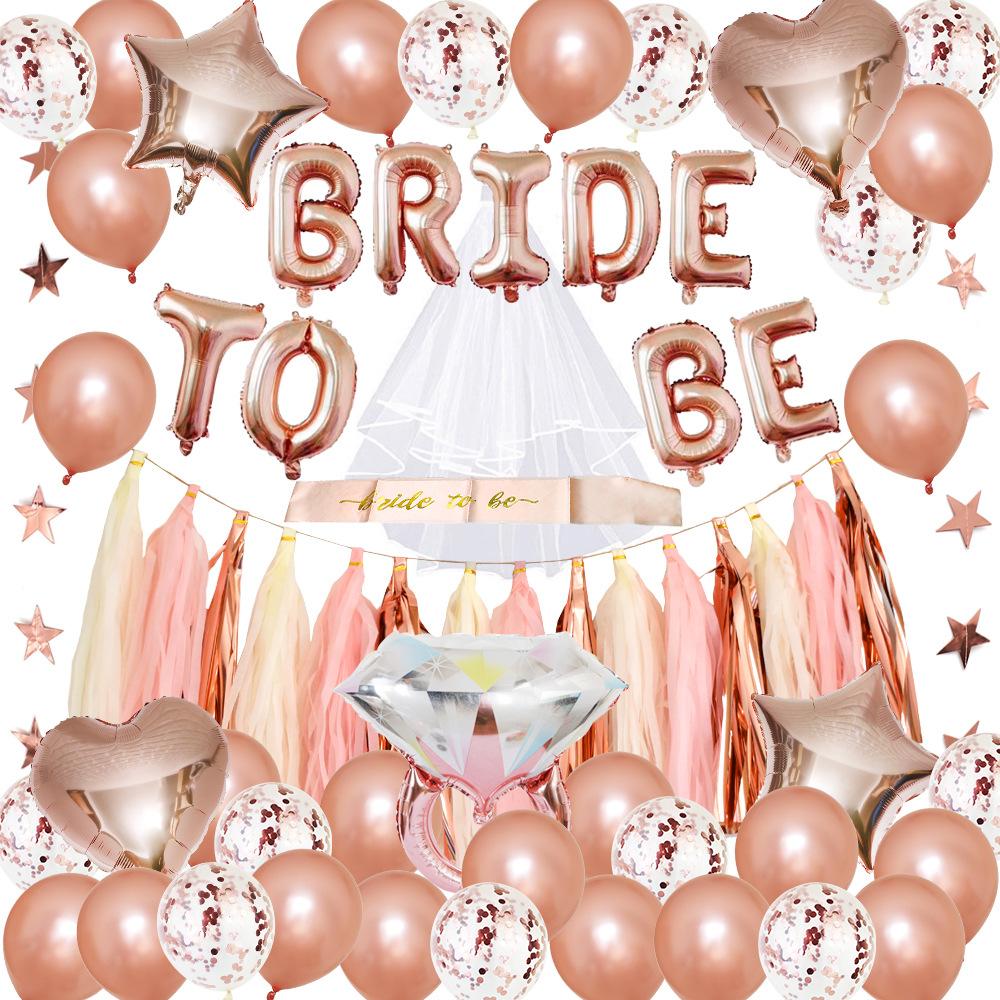 Bride To Be Balloon Set, Bachelorette Party Decor Arrangement Bridal Veil Shoulder Strap Balloon Arrangement