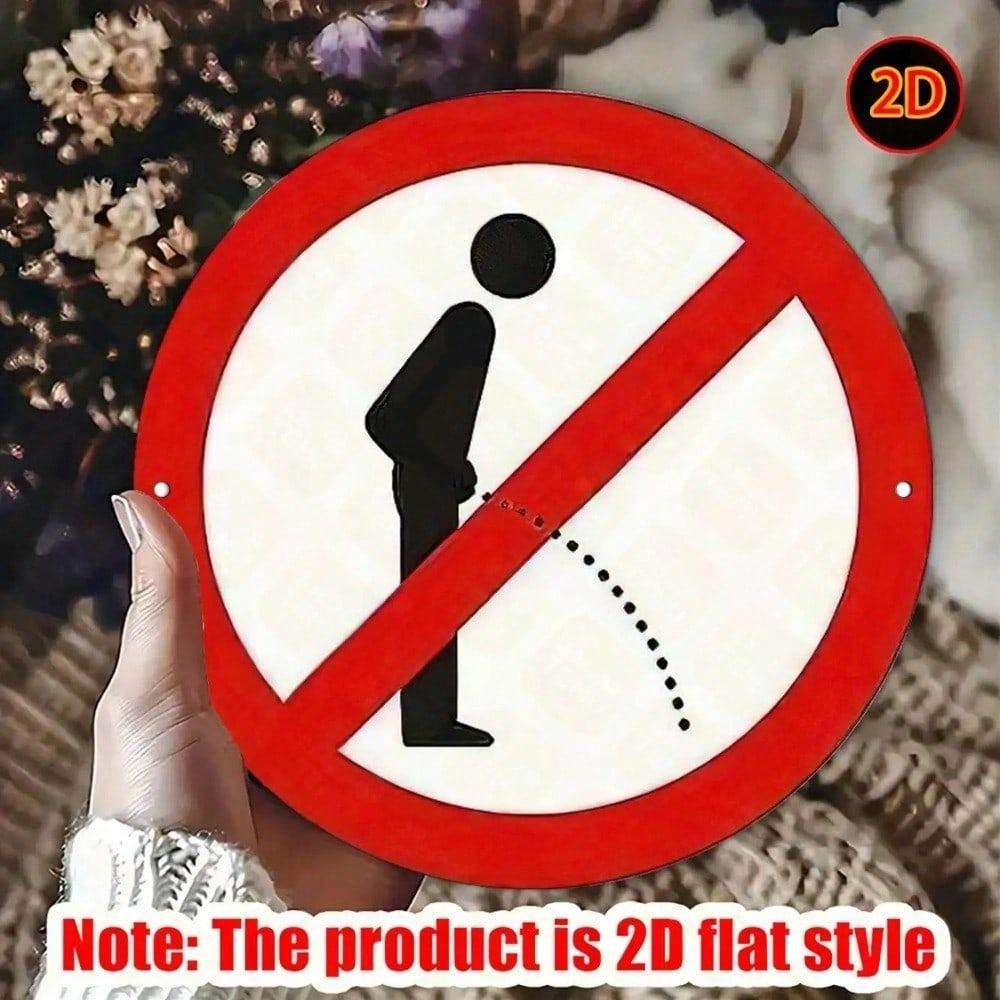 Vintage Metal No Urinating Sign 7.87 Round Aluminum Wall Decor Red Prohibition Symbol for Home Bar Restroom
