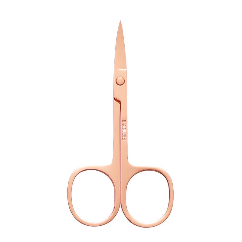 Rose Gold Stainless Steel Bent Tip Eyebrow Trimming Scissors