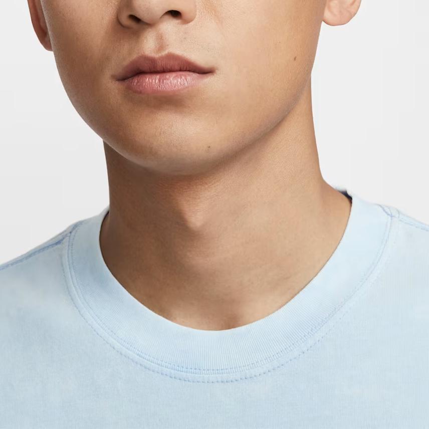Nike Logo Round Neck Loose T-Shirt Men Tops Sky-Blue HV1672-441