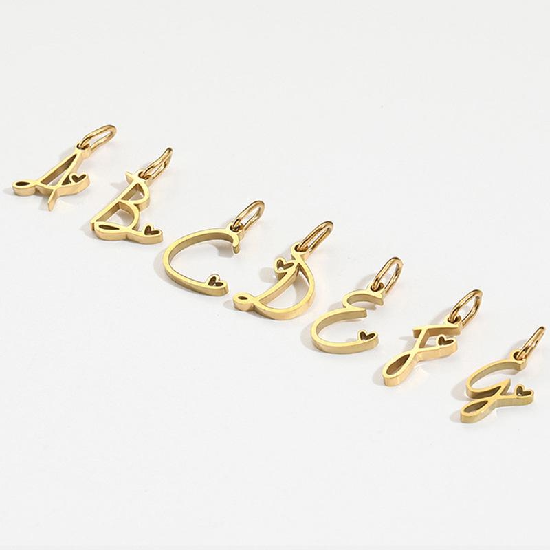 Personalized Initial Letter Alphabet Pendant Stainless Steel Accessories For Diy Necklace Bracelet Jewelry Making Charm Gifts