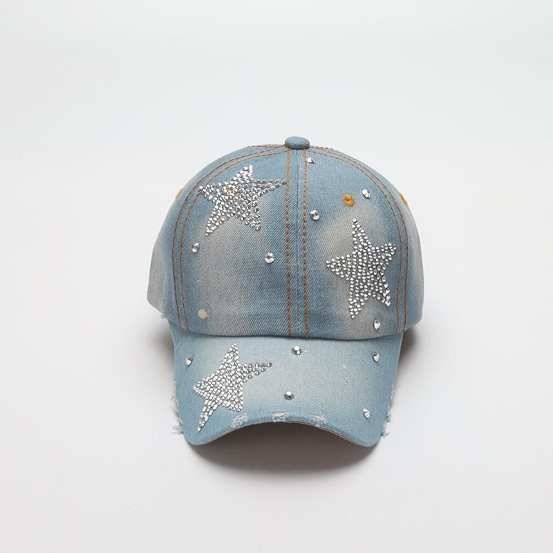 Denim Baseball Cap Women Summer Fall Sunshade Fashion Star Shinning Cap Female Hat Casual Adjustable Snapback Gorro