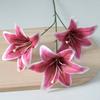 Artifical Lily Flowers with 3 Heads Full Bloom Real Touch Long Stem Fake Lily Bouquet for Home Hotel Flower Arrangement Wedding Party Decor