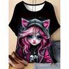 Women's Summer Casual Crew-neck Short-sleeved T-shirt, Featuring Fashionable 3D Print Design, Suitable for Both Outdoor and Indoor Wear.