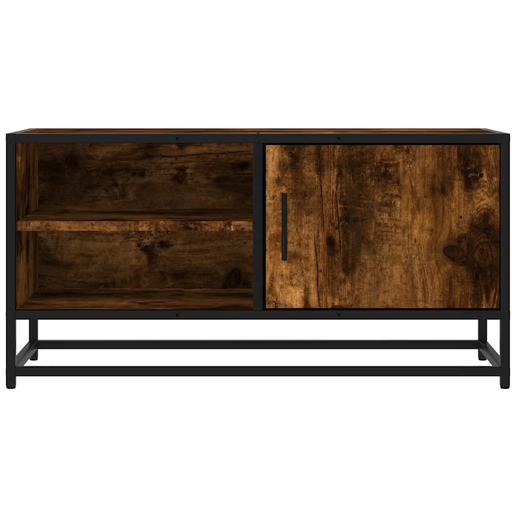 TV Stand in Smoked Oak Finish 80 x 34.5 x 40 cm Made of Wood Based Panel and Metal