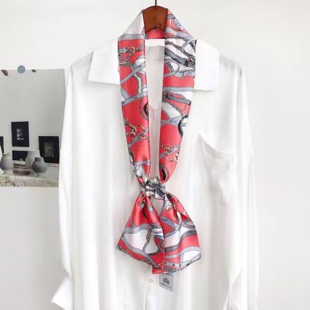 Luxury Design Silk Skinny Scarf For Women Fashion Hair Bands Neckerchief Soft Satin Lady Hands Bag Ribbon Neck Tie Scarf Female