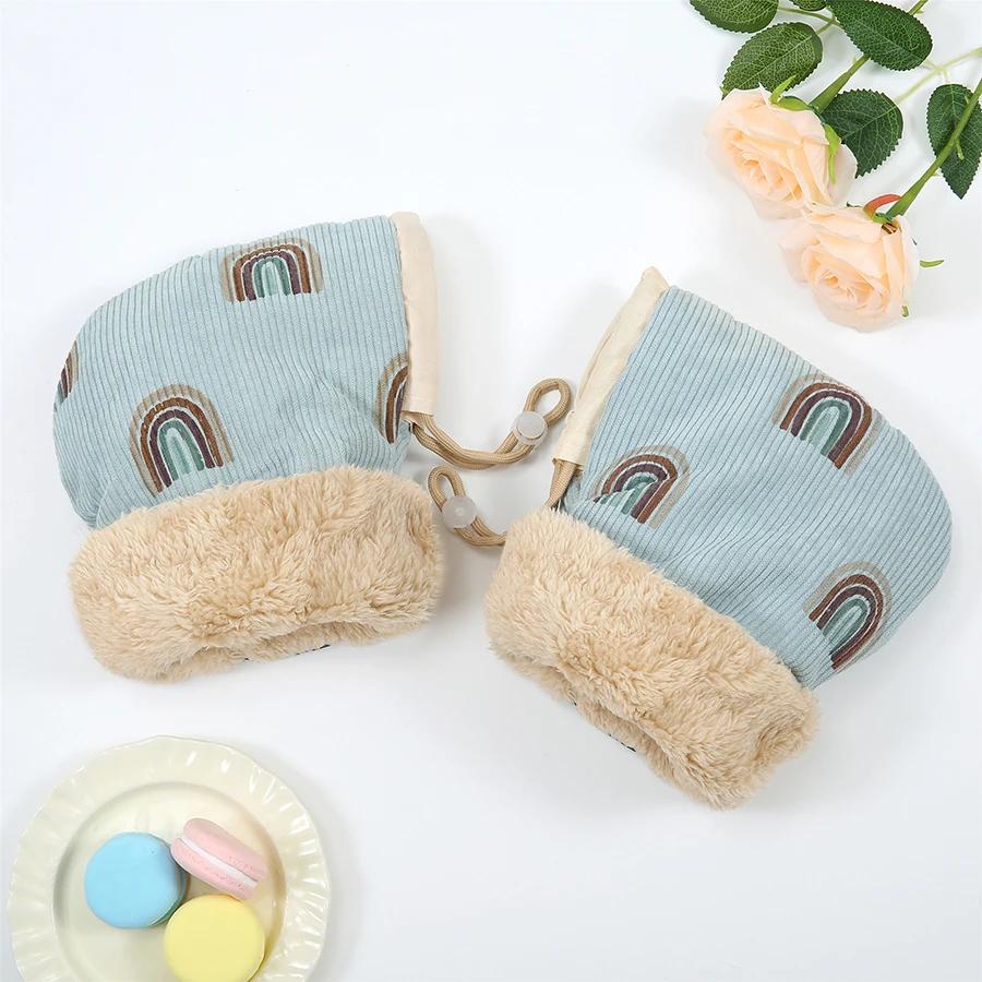 

Windproof Infant Stroller Gloves Children s Outdoor Sports Mittens Cartoon Printed Hands Warmer Scooter Accessory for Winter синій