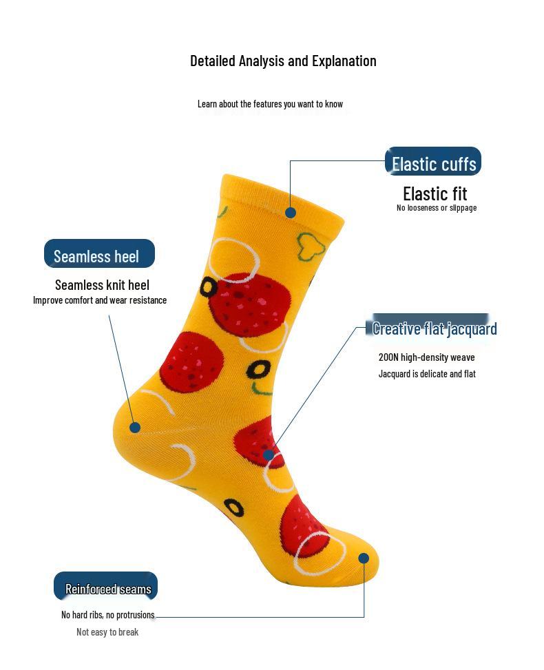 Pizza-themed Mid-Tube Funny Socks Gift Box for Men & Women – Perfect Christmas Gift for Couples