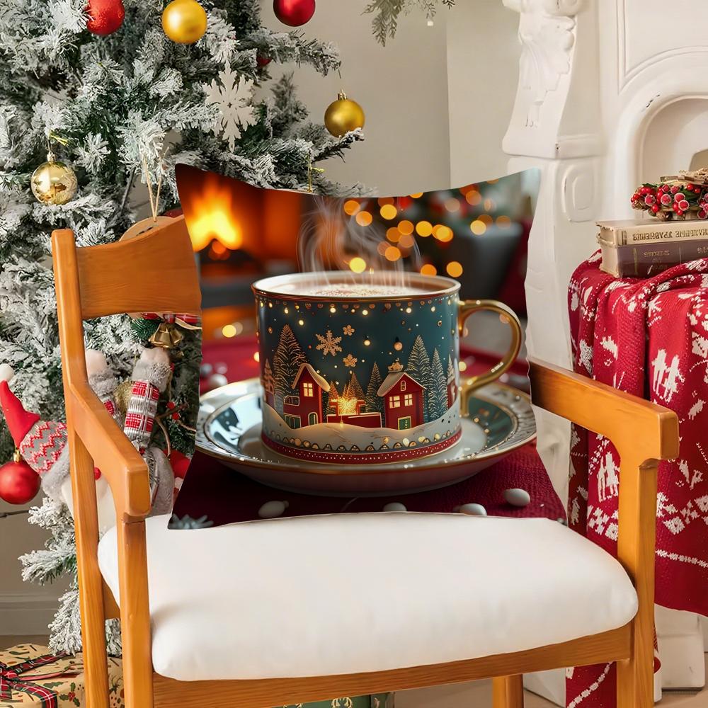 Kreative Weihnachtsdekorationen für Cafés Kaffee Dritter Kissenbezug Seidiger Kurzplüsch mit unsichtbarem Reißverschluss Staubdicht Sofakissen