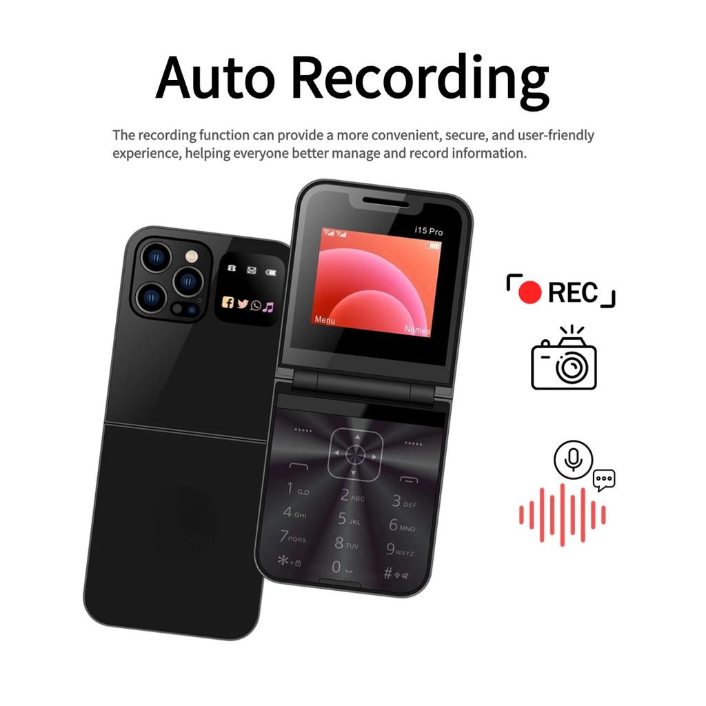 2.4" Foldable Mobile Phone Auto FM Radio Call Record Speed Dial Magic Voice Dual SIM GSM Unlocked Foldable Cellphones Backup Phone