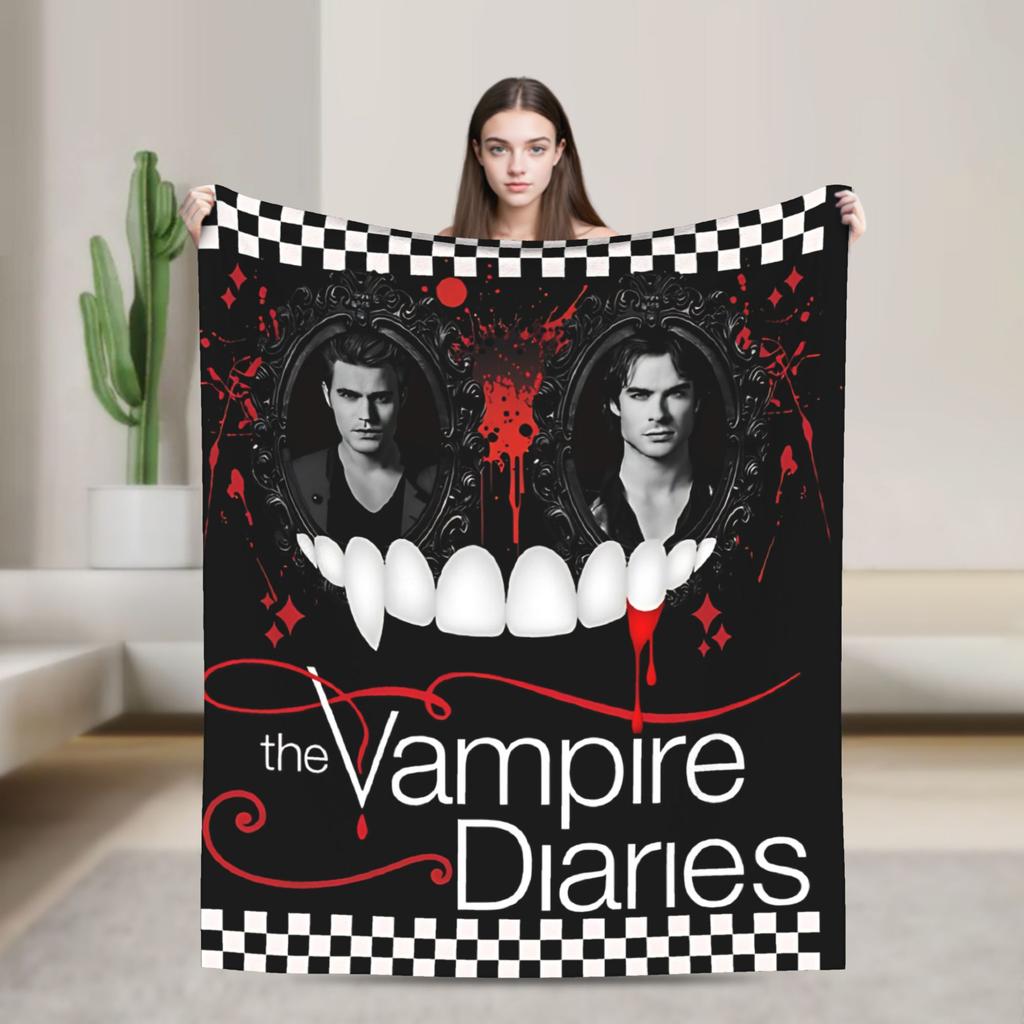 V-Vampire Diaries  Blanket Quality Warm Soft  Throw Blanket Winter Kids Adult Couch Chair Sofa Bed Funny Bedspread