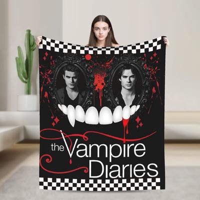Super Soft BlanketBoy Girl Decorative V-Vampire Diaries   Throw Blanket  Flannel Bedspread For Home Decor Funny Sofa Bed Cover