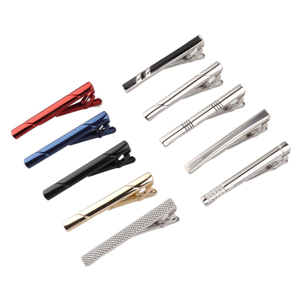 10 Pcs Tie Clip Stylish Elegant Copper Necktie Pin Set for Business Wedding Banquet