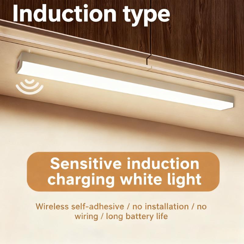 LED Intelligent Human Body Sensing Wireless Magnetic Strip Night Light Rechargeable Kitchen Wardrobe Cabinet Lamp for Bedroom