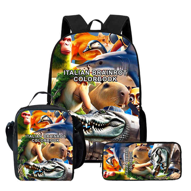 Wooden Stick Man Brain Rot Schoolbag High Definition Printing Leisure Cross Border Light Backpack