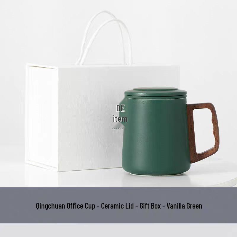 Geometric Ceramic Tea Brewing Cup with Lid and Filter