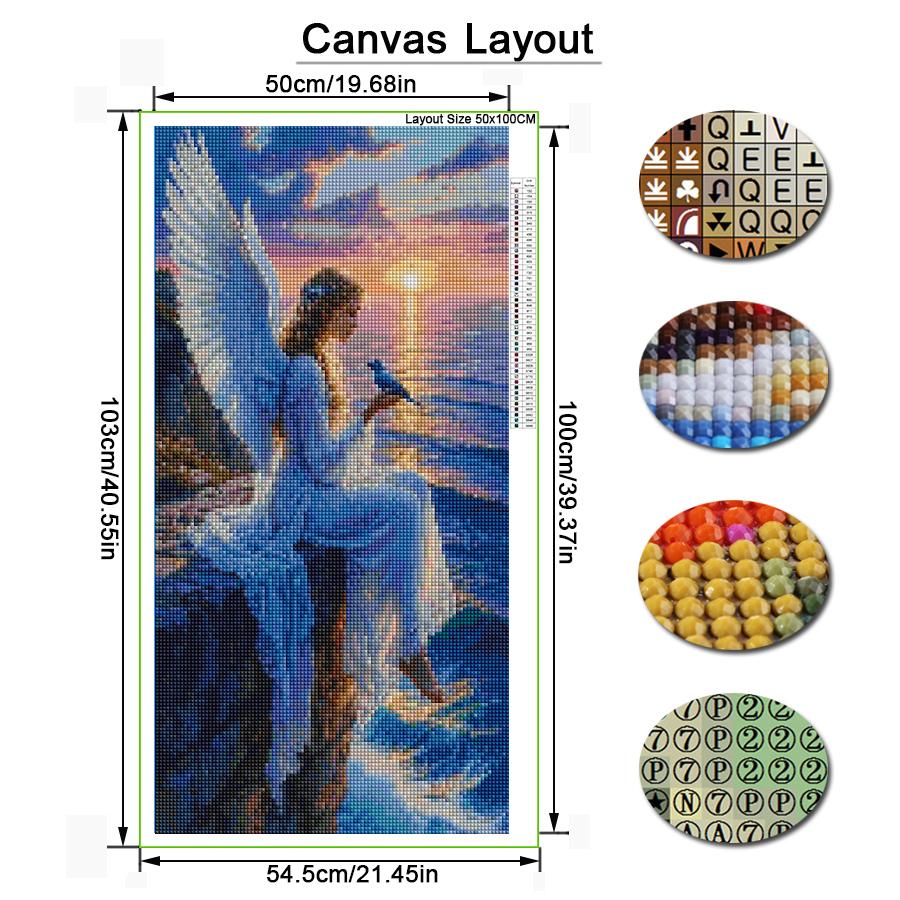 Sunset Sea Angel Girl Bird Large Size Diamond Painting New Collection Scenery Diy Full Drill Rhinestone Embroidery Mosaic Cross Stitch Kits