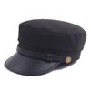 Military Cap Men Pu Leather Brim Flat Top Navy Cap Women Casual Trendy Beret Men'S Hats For Casual Vintage Autumn Winter