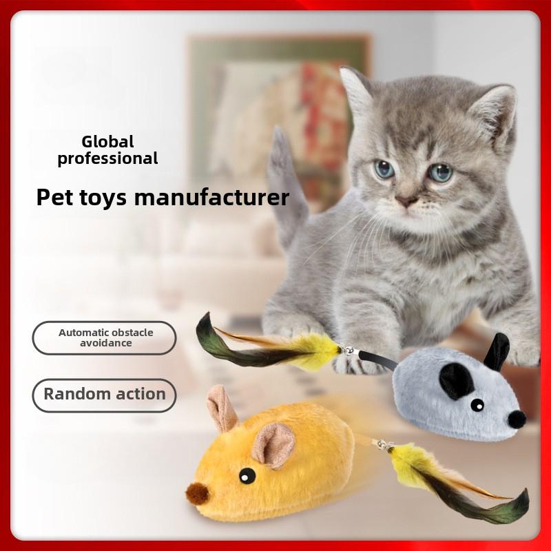 Automatic Sensing Moving Mouse Interactive Cat Toys Electronic Remote Squeaky Cat Toy For Kitten USB Rechargeable Pet Plush Toy