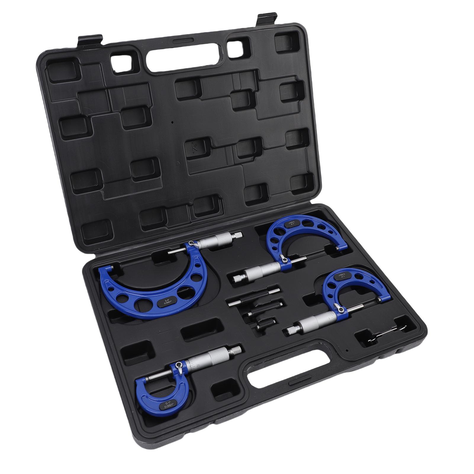 

4PCS Micrometer Set 0 1 Inch 1 2 Inch 2 3 Inch 3 4 Inch Machinist Outside Micrometer Measuring Tool High Accuracy