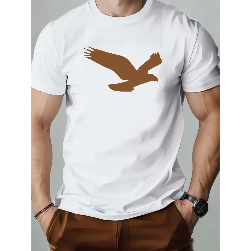 

European sizes Fashion Men s Short-sleeved T-shirt with Eagle Pattern Design, a Trendy and Versatile Top Featuring a Simple White Base 4XL білий