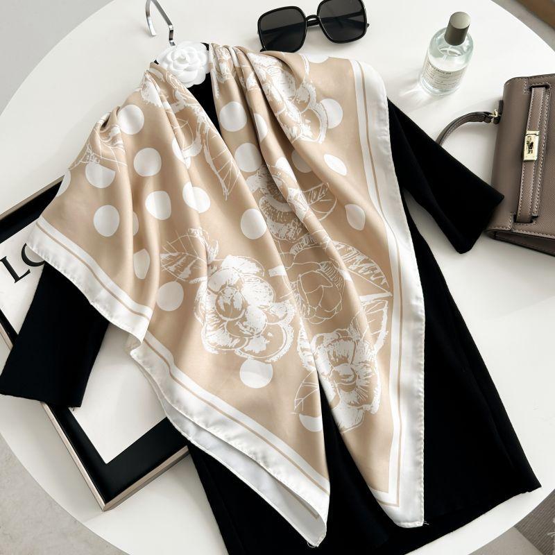 Letra Estampada Seda Imitada de Alta Qualidade Lenço de Seda Twill Decorativo Feminino