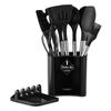13-Piece Stainless Steel Handle Silicone Kitchen Tools Set - Non-stick Frying Pan, Spatula, Spoon, and More