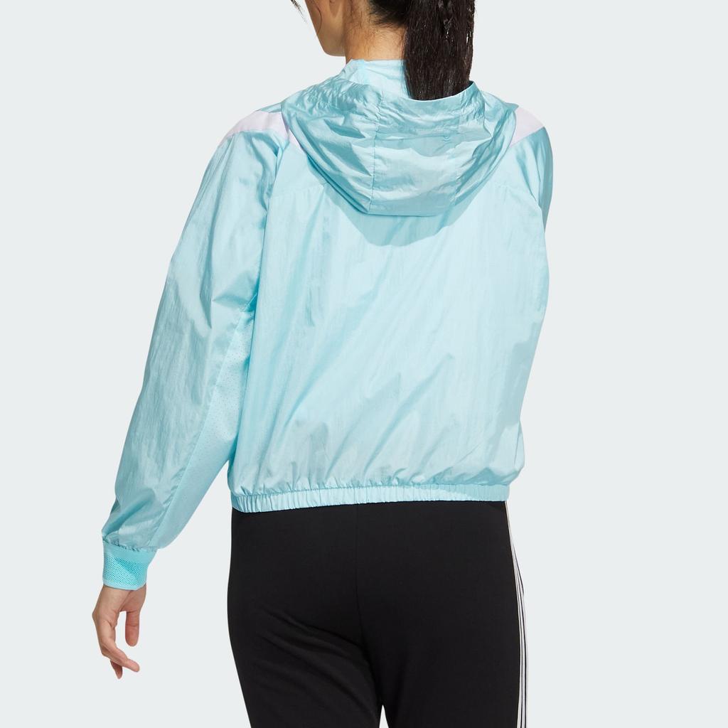 Adidas Ust Windbreaker Sports Casual Adjustable Hooded Jacket Women Jackets Ocean-Blue White HE9961