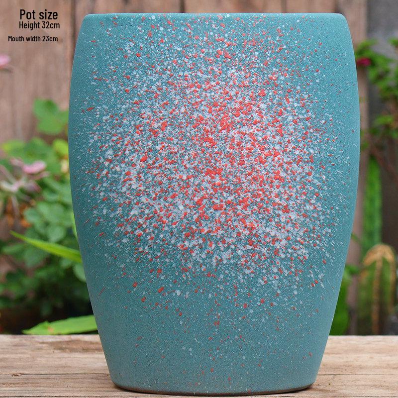 Large Vintage Ceramic Flower Pot for Indoor/Outdoor Plants - Breathable Tall Wide-Mouth Design for Bougainvillea & Succulents