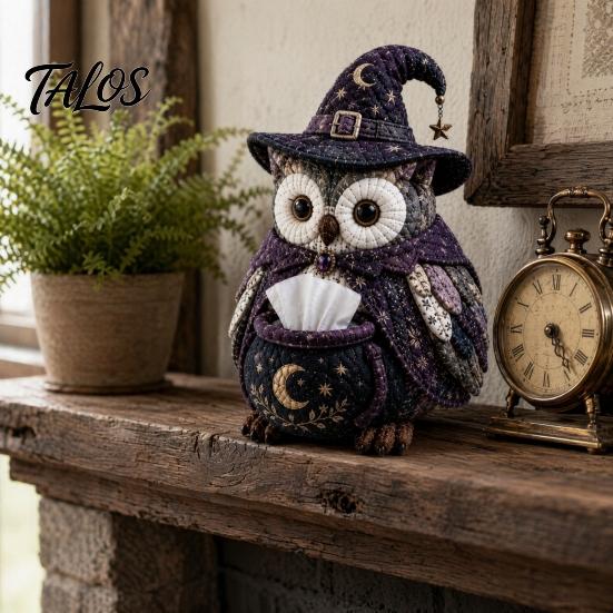 Kit Copri Scatola Fazzoletti Fai-da-te Talos, Forma di Gufo, Patchwork con Tessuti Morbidi Cucito a Mano per Appassionati di Artigianato Principianti